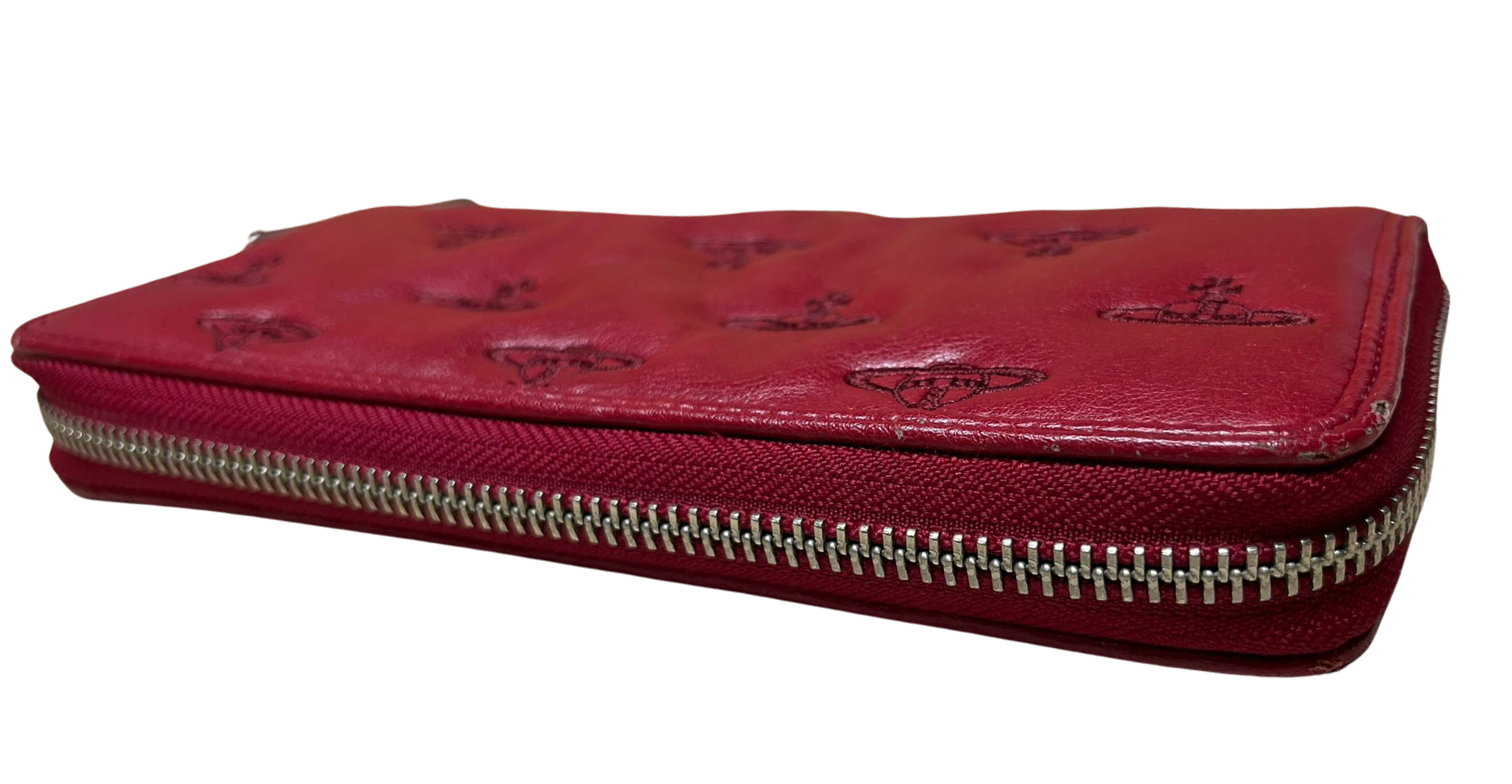 Vivienne Westwood Red Embossed Orb Long Wallet