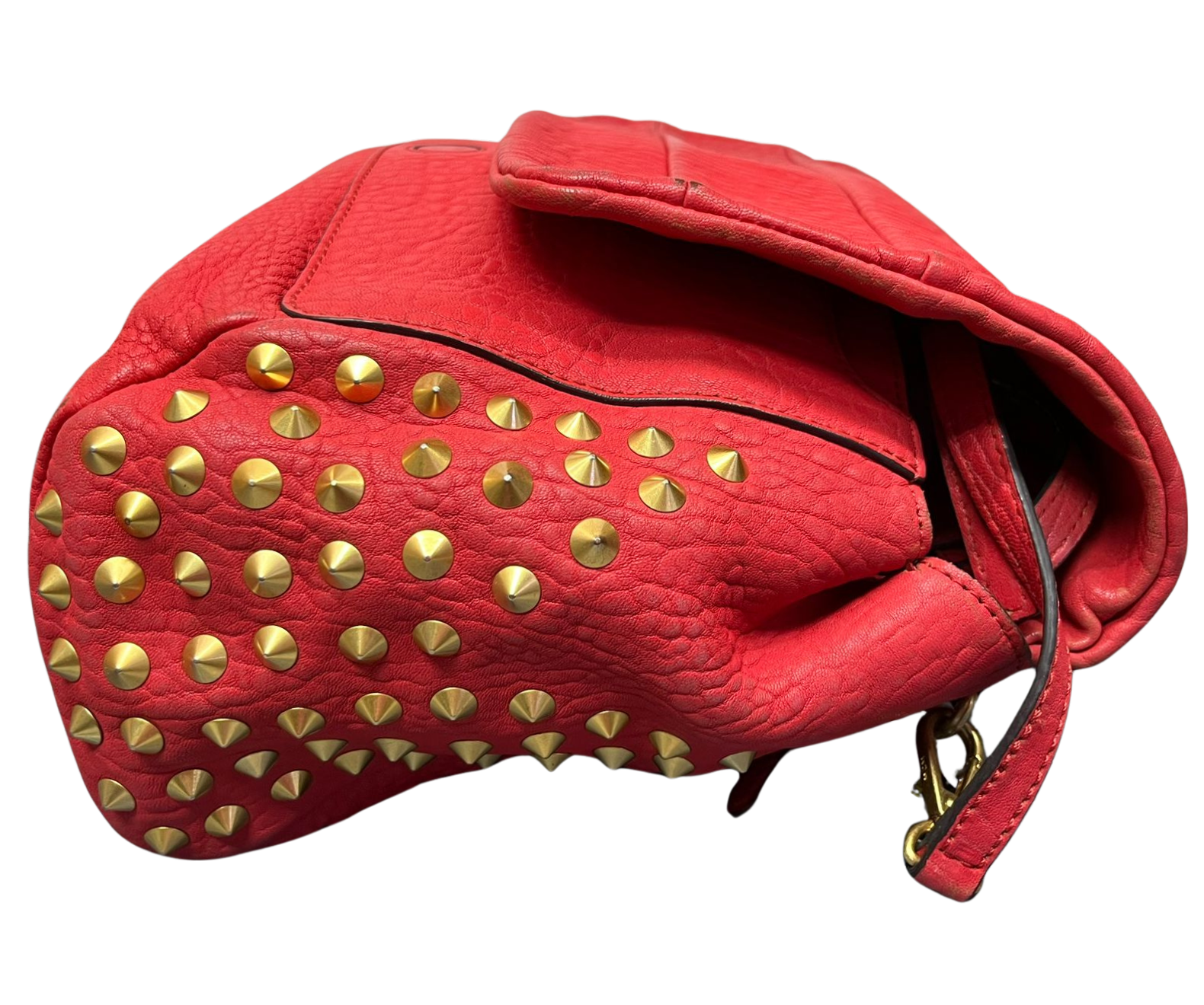 MCM 2way Leather Flapbag Red Studs