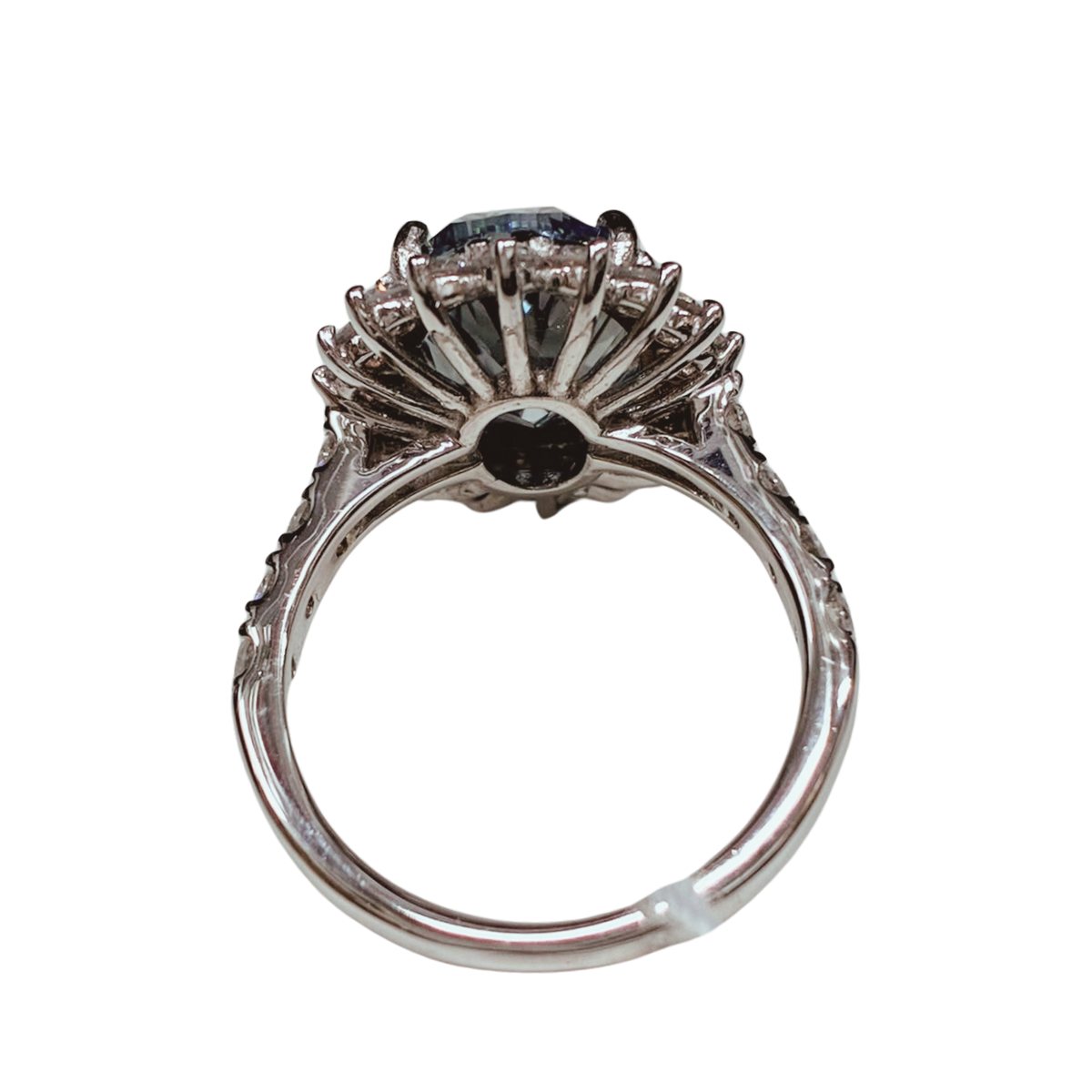18KWG Blue Lab Grown Diamond Ladys Ring With Cert 6.34GM