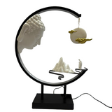 Buddha Looking At Monk With LED Ring (Adjustable Light)