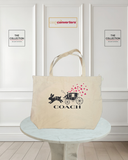 Coach Tote Bag Canvas Fabric Embossed Logo