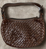 Sazaby Intrecciato Leather Shoulder Bag Brown