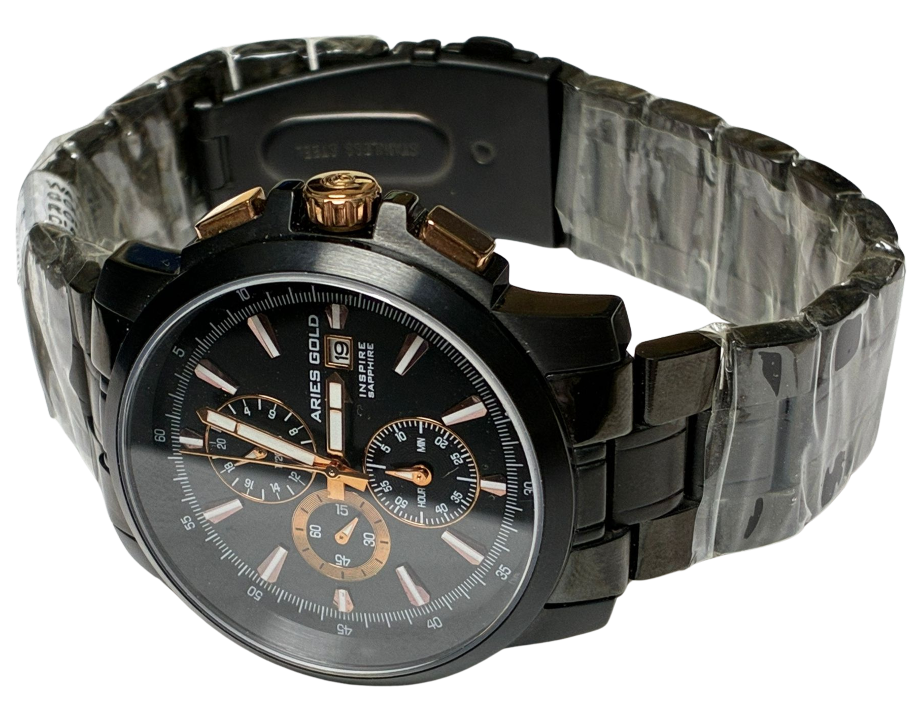 Aries Gold Inspire Contender Black SS G 7301 BKR-BKRG MEN'S WATCH Secondary image