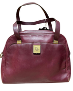 Vintage Christian Dior Bowling Style Leather Handbag Burgundy