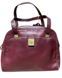 Vintage Christian Dior Bowling Style Leather Handbag Burgundy