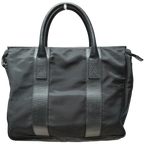 Salvatore Ferragamo Black Nylon And Leather Trim Business Briefcase Tote Bag