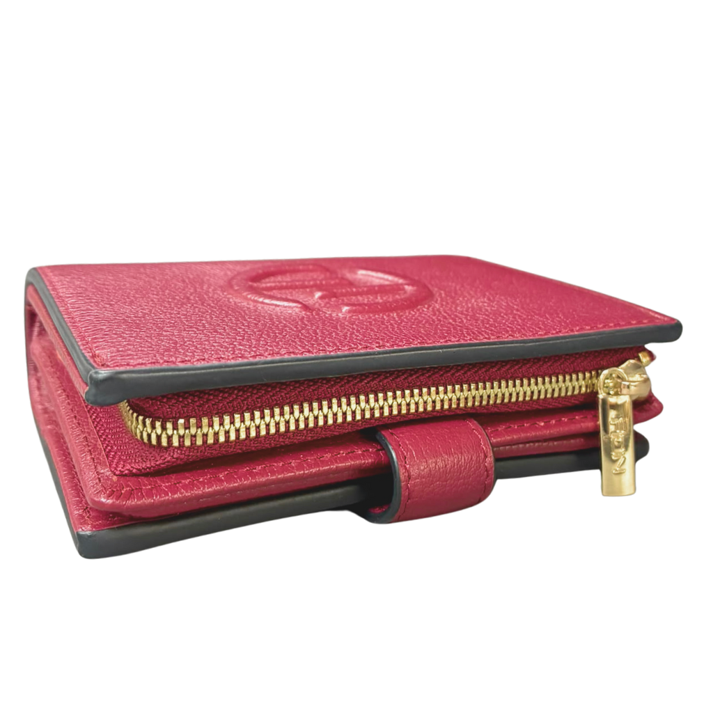 FION Pebbled Leather BiFold Wallet Raspberry