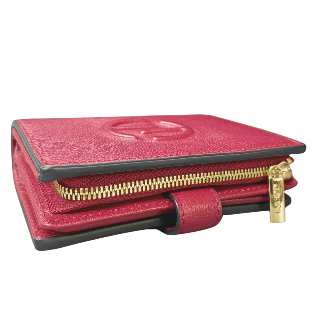 FION Pebbled Leather BiFold Wallet Raspberry