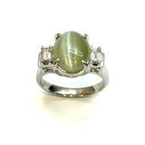 PT900 Chrysoberyl Cat's Eye & Diamond Ring