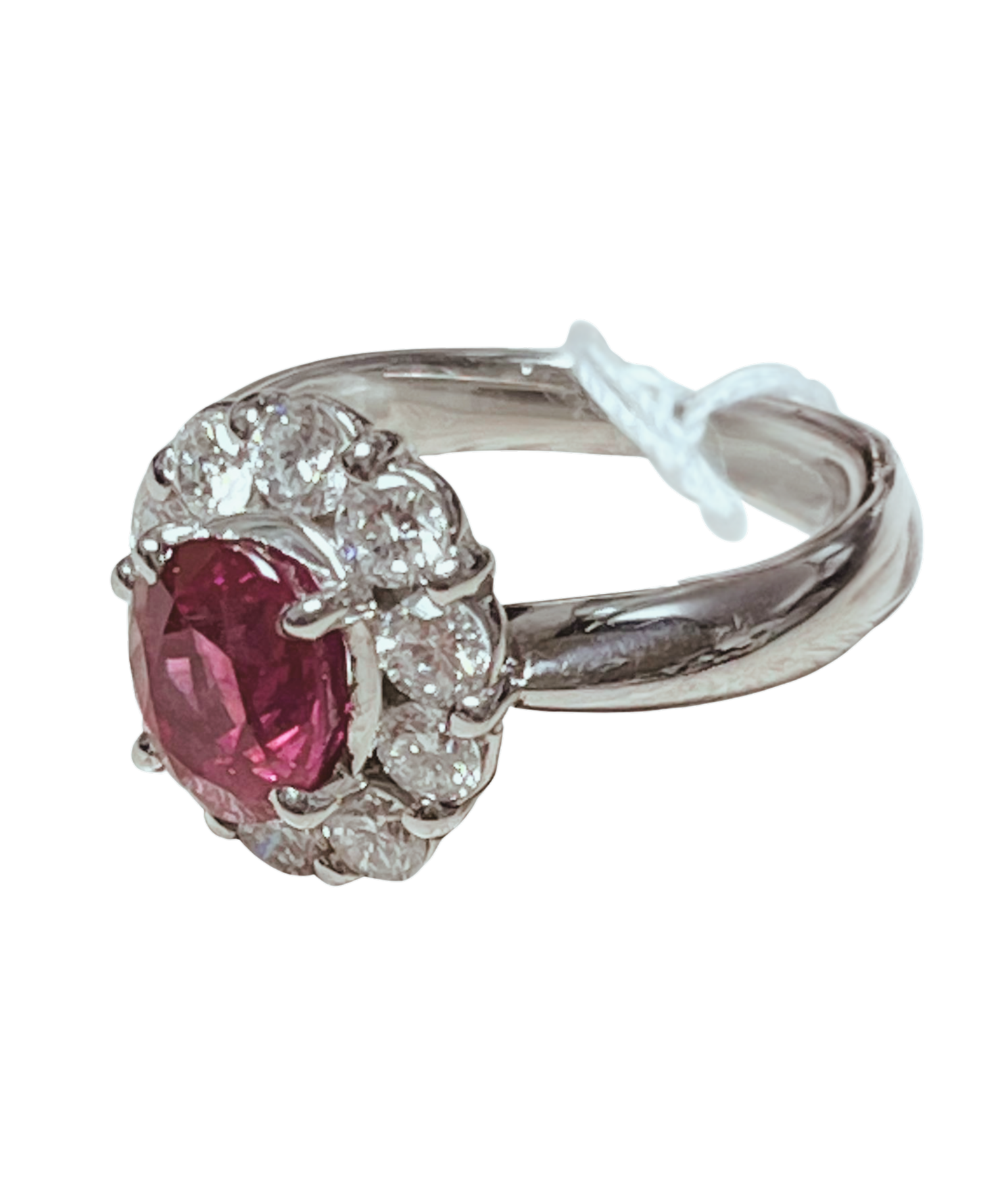 PT900 Ruby With Diamonds Ring 8.7GM Secondary image