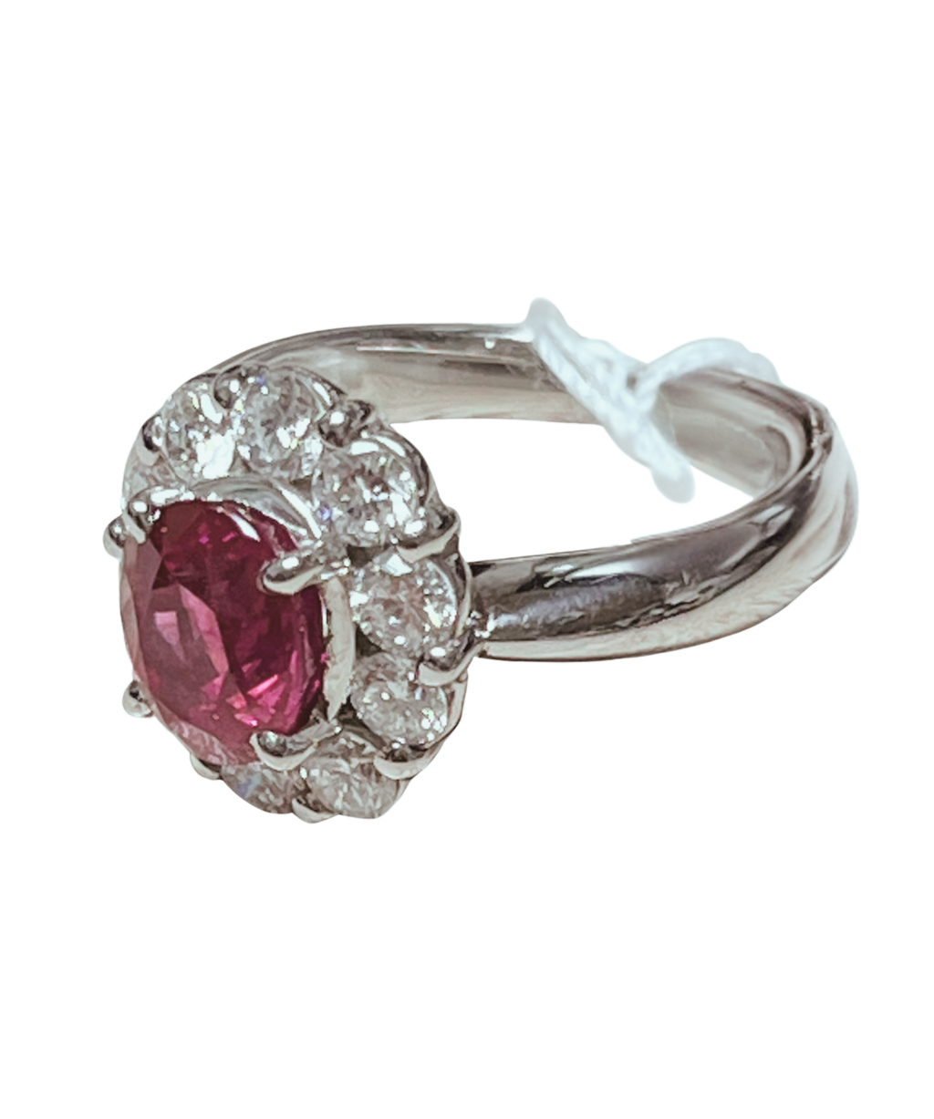 PT900 Ruby With Diamonds Ring 8.7GM