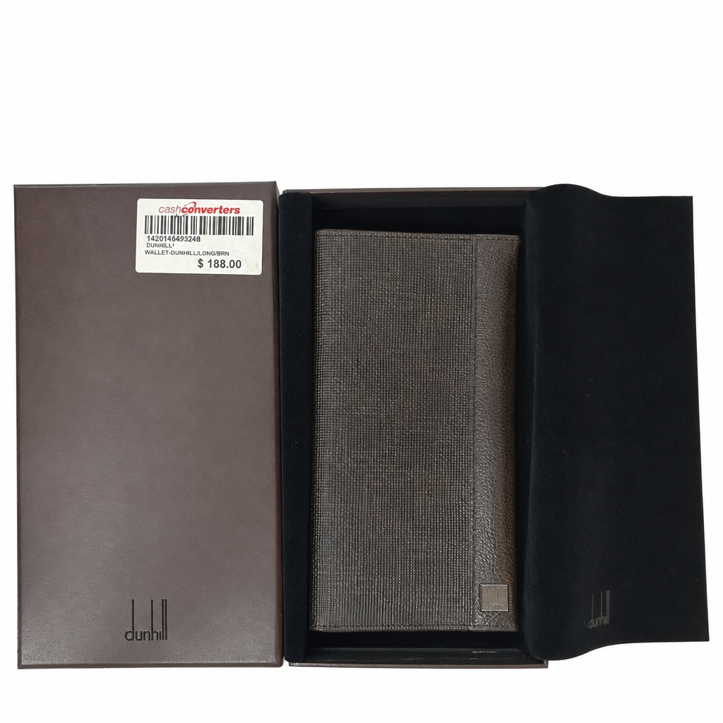 Dunhill D Eight (D8) Dark Brown Textured Leather Long Bifold Wallet