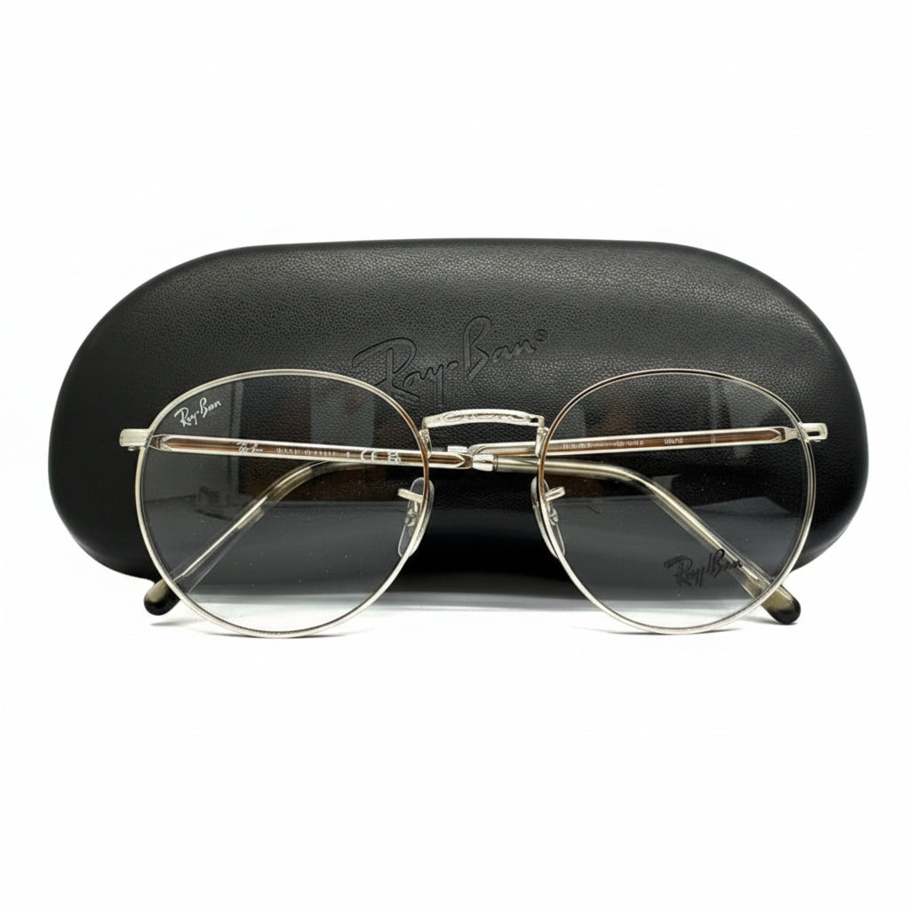 RayBan RB3637V New Round Optics Eyeglasses Silver Metal