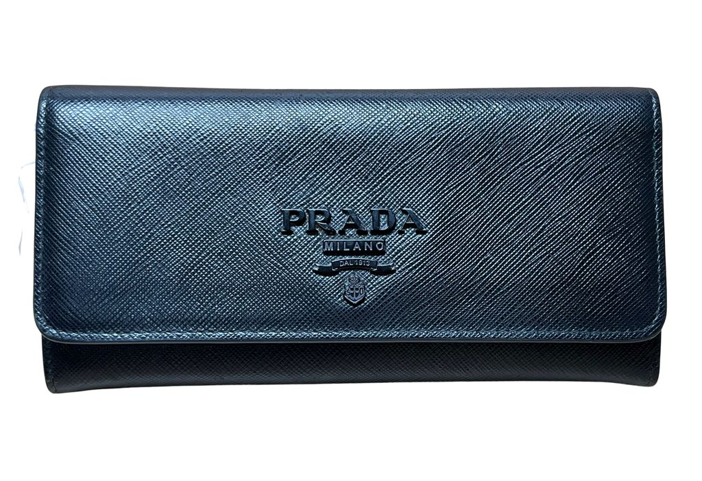 Prada Large Saffiano Leather Wallet Black