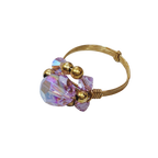 Gold Tone Metal  Fashion Purple Crystal Bracelet And Ring Set