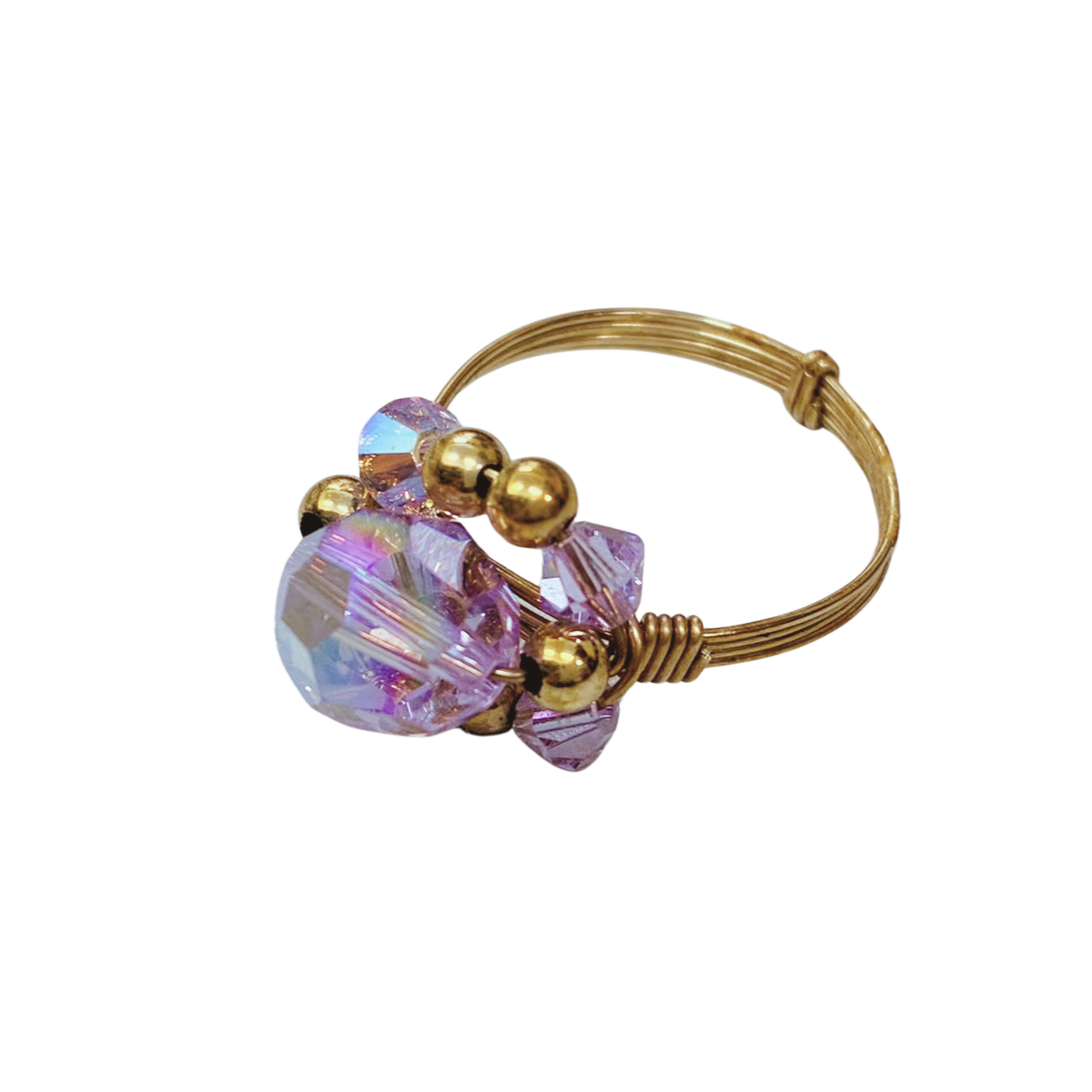 Gold Tone Metal  Fashion Purple Crystal Bracelet And Ring Set