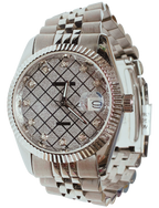 Aries Gold G 1068 Heritage Series Glitter Silver Stainless Steel Strap Watch