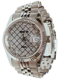 Aries Gold G 1068 Heritage Series Glitter Silver Stainless Steel Strap Watch