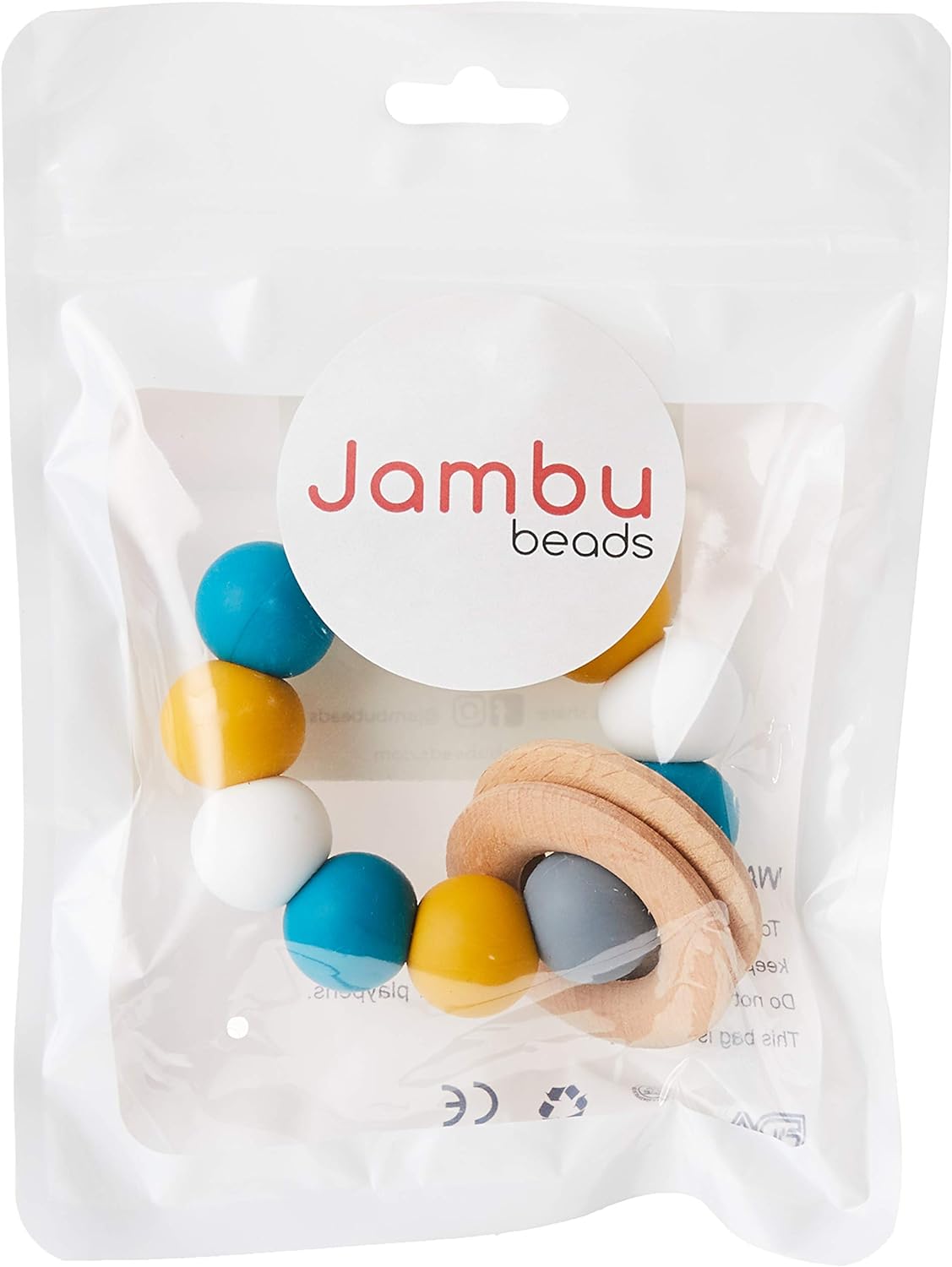 Jambu Beads Duo Rattle Teether Mustard And Teal Secondary image