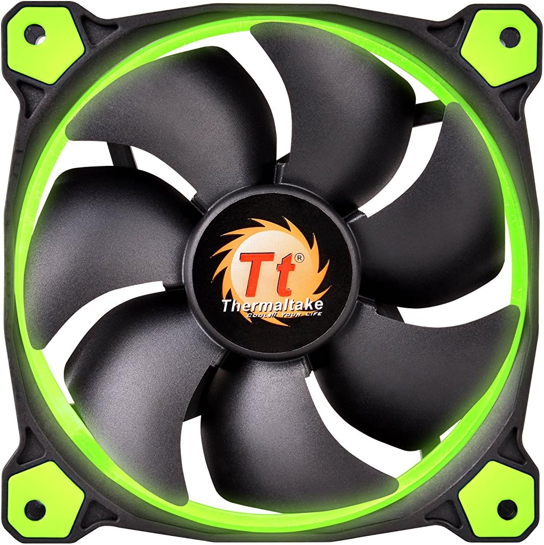 Thermaltake Riing 12 High Static Pressure Circular Ring Green LED Case Radiator Fan CLF055PL12GRA Secondary image