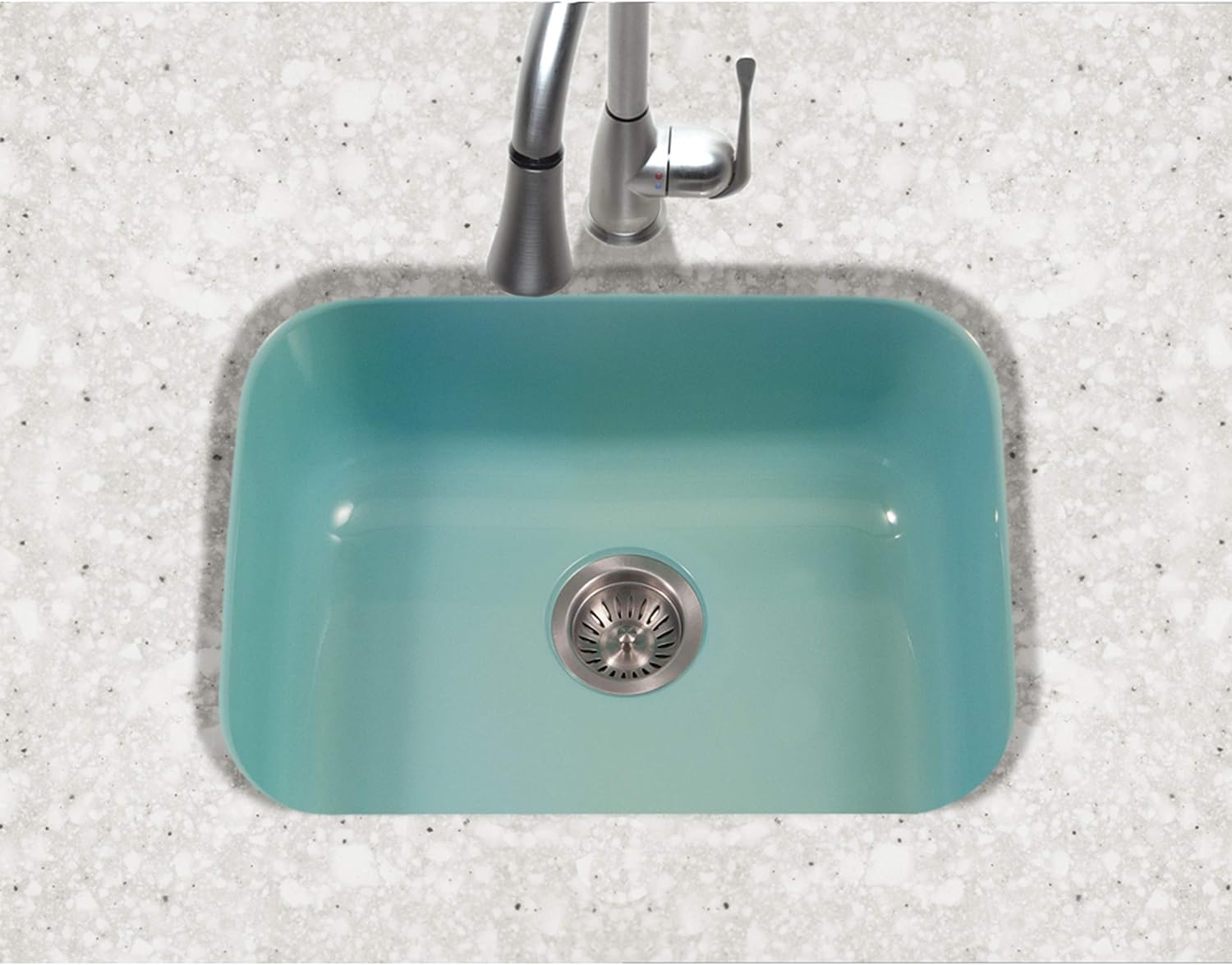Houzer PCS2500 MT Porcelain Enamel Steel Undermount Single Bowl Kitchen Sink Mint Secondary image