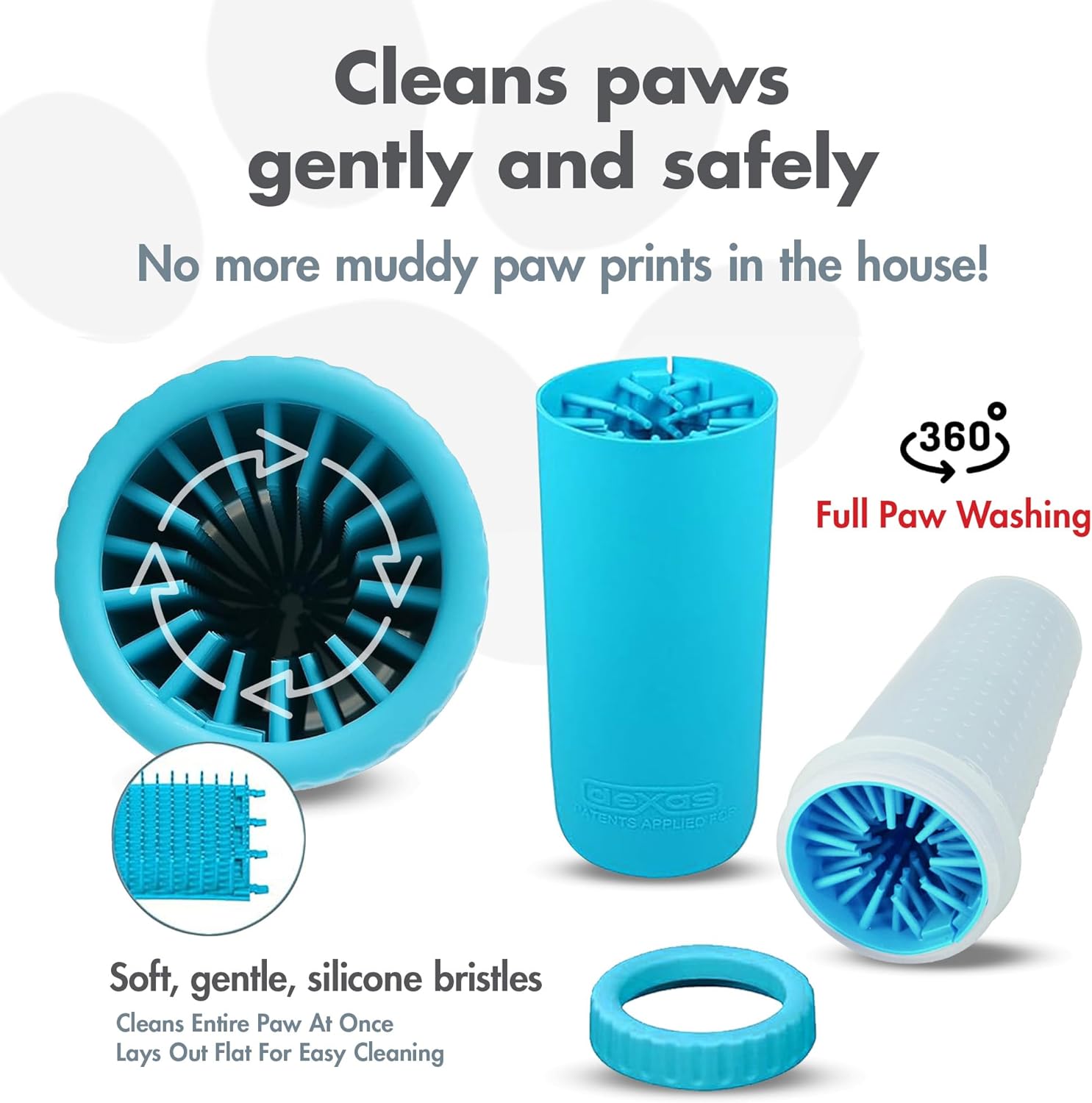 Dexas MudBuster Portable Dog Paw Cleaner Blue Large Paw Cleaner For Dogs Premium Quality Pet Supplies And Dog Accessories