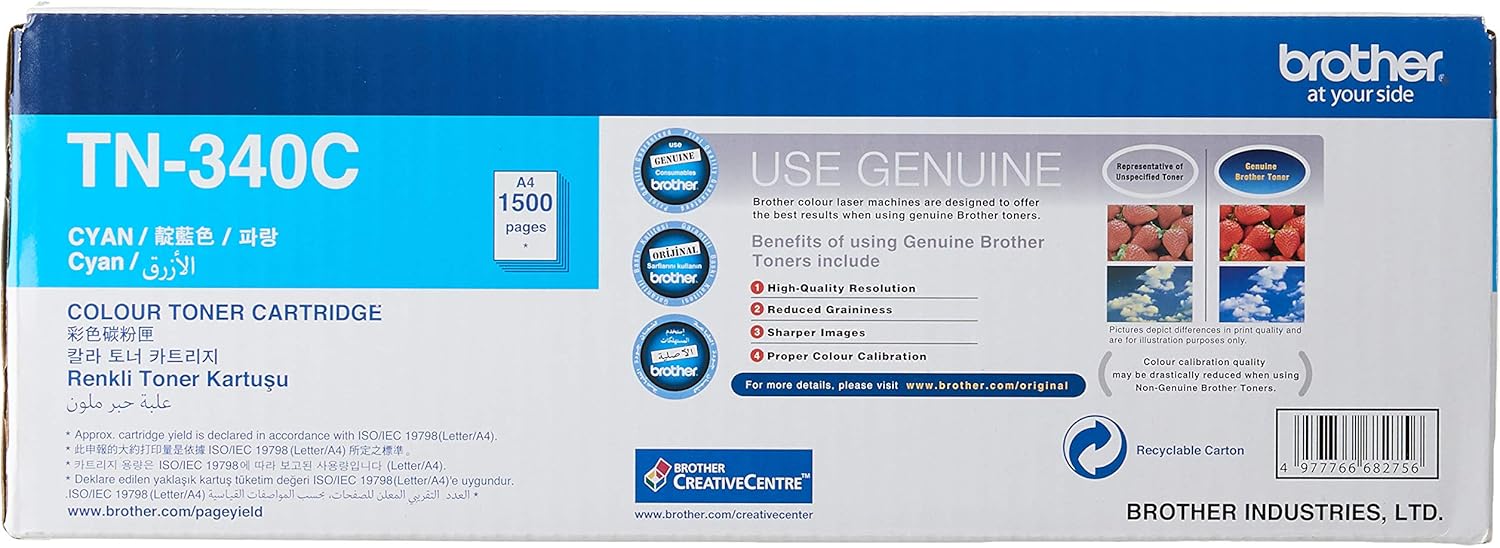 Brother TN340C Toner Cartridge Compatible With DCP HL MFC 1500 Pages Cyan Secondary image