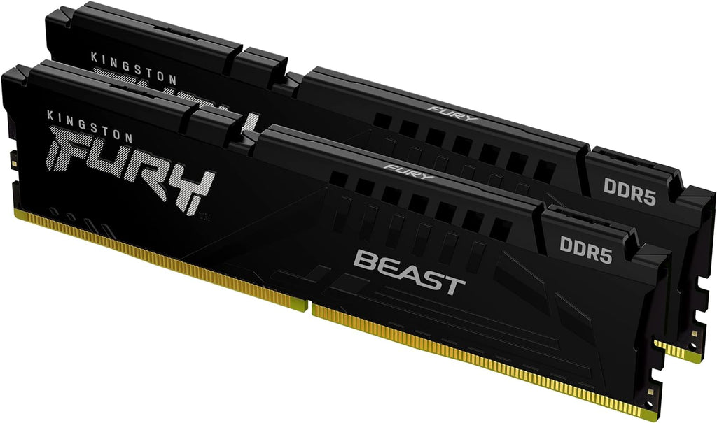 Kingston Technology Fury Beast Black 16GB 4800MTps DDR5 CL38 XMP 3.0 Ready Computer Memory Kit Of 2 KF548C38BBK216