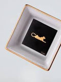 CARTIER Mini Panthere Porcelain Limoges Square Trinket Tray Set of 2 Boxed