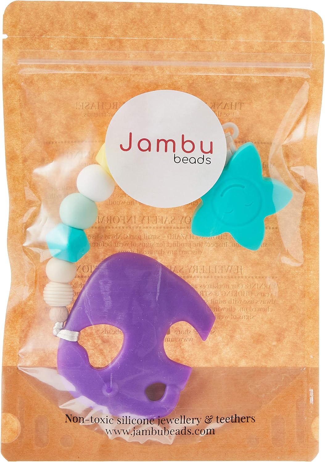 Jambu Beads Joy Clip On Teether Purple Elephant Secondary image