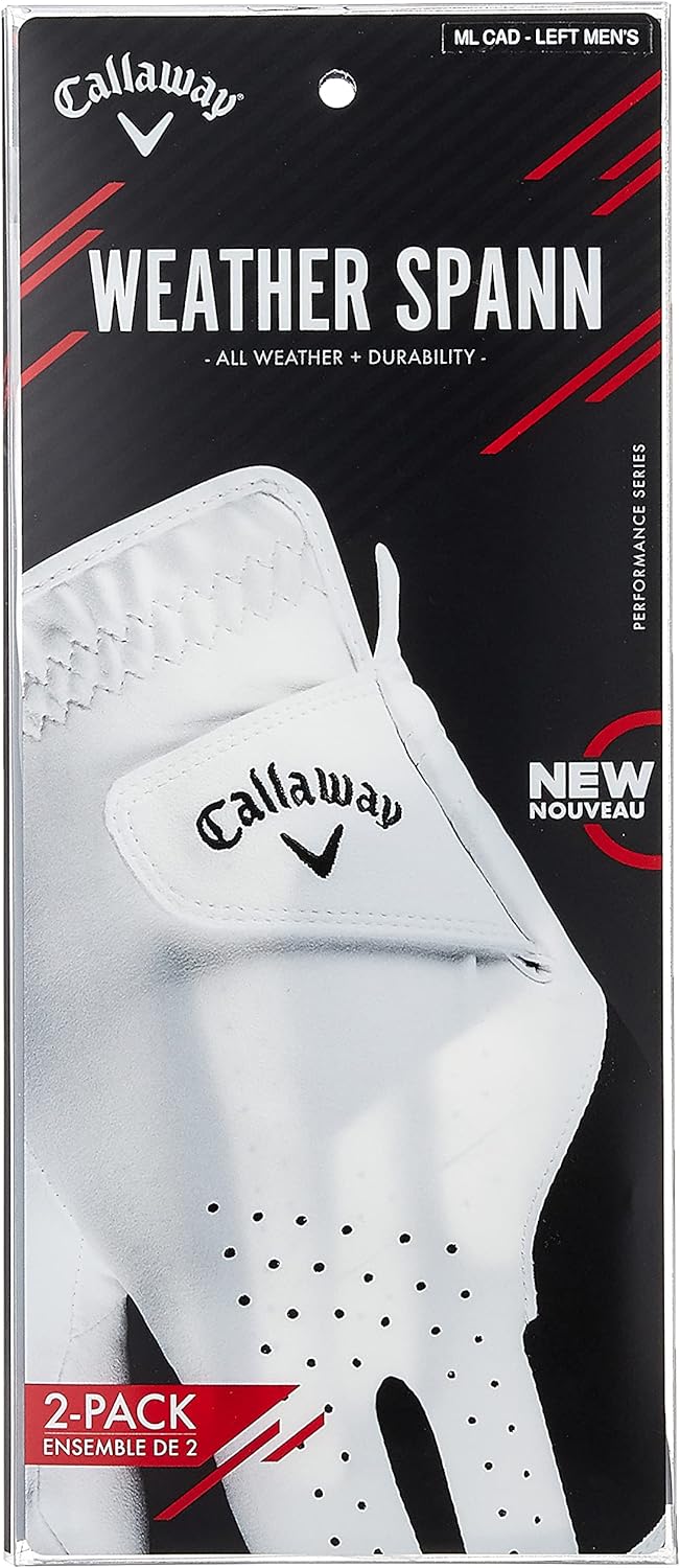 Callaway Golf Weather Spann Glove Left Hand Cadet Short Fingers 2019 MediumLarge White 2pack Secondary image