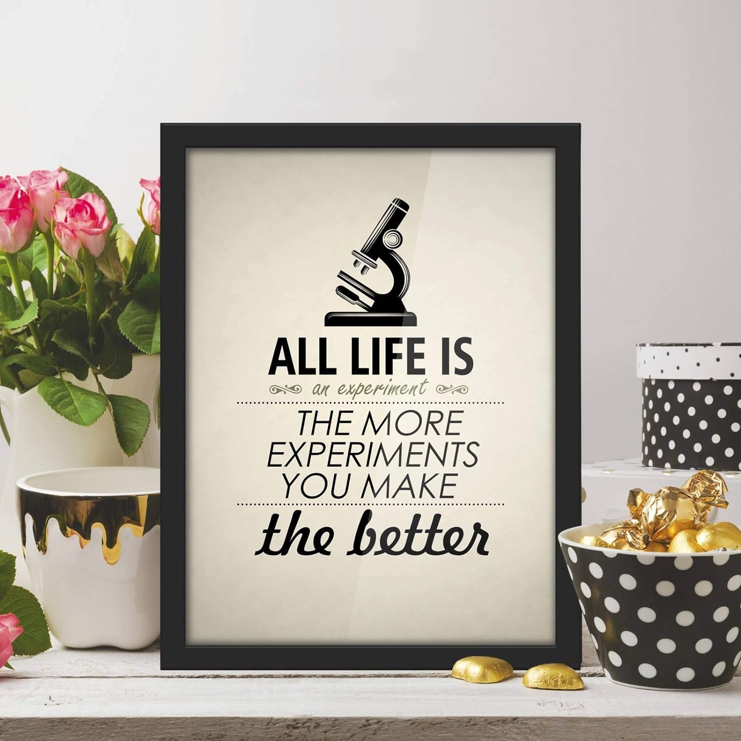 Poster Hub Life Is Like An Experiment Motivational Art Décor Black APLS1833040BK Secondary image