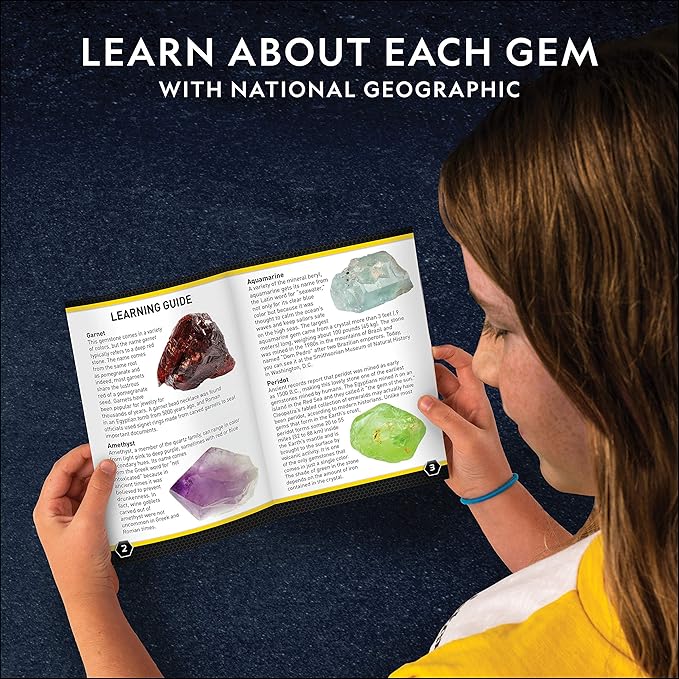 NATIONAL GEOGRAPHIC Semi-Precious Gemstone Dig Kit - STEM Digging Kit with 15 Semi-Precious Gemstones