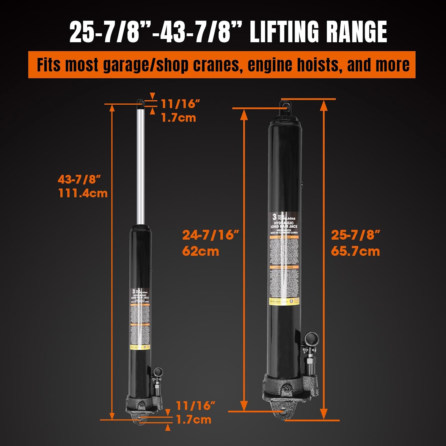 Torin AT30306B Hydraulic Long Ram Jack With Single Piston Pump And Clevis Base 3 Ton Black Secondary image