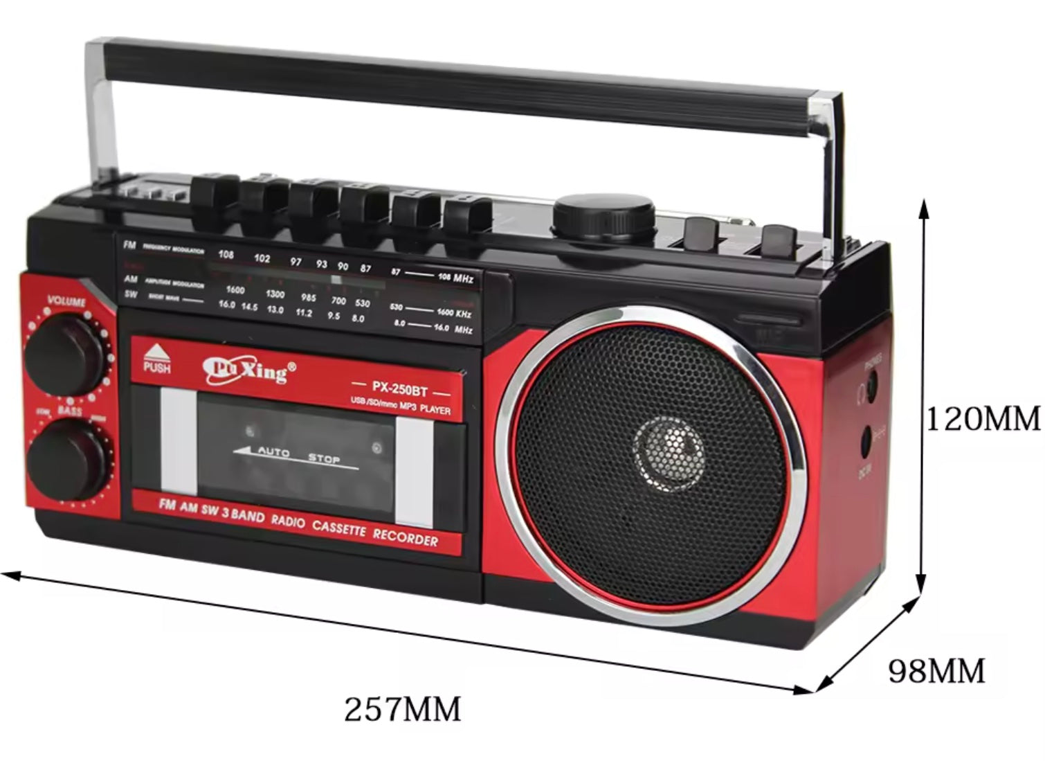 3 Bands Cassette Recorder Radio PX250BT Secondary image