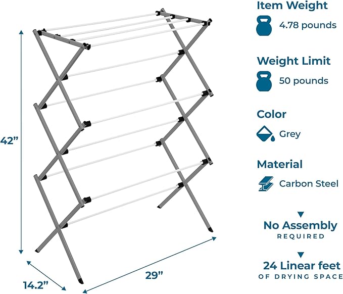 Honey-Can-Do DRY-09065 Collapsible Clothes Drying Rack Steel