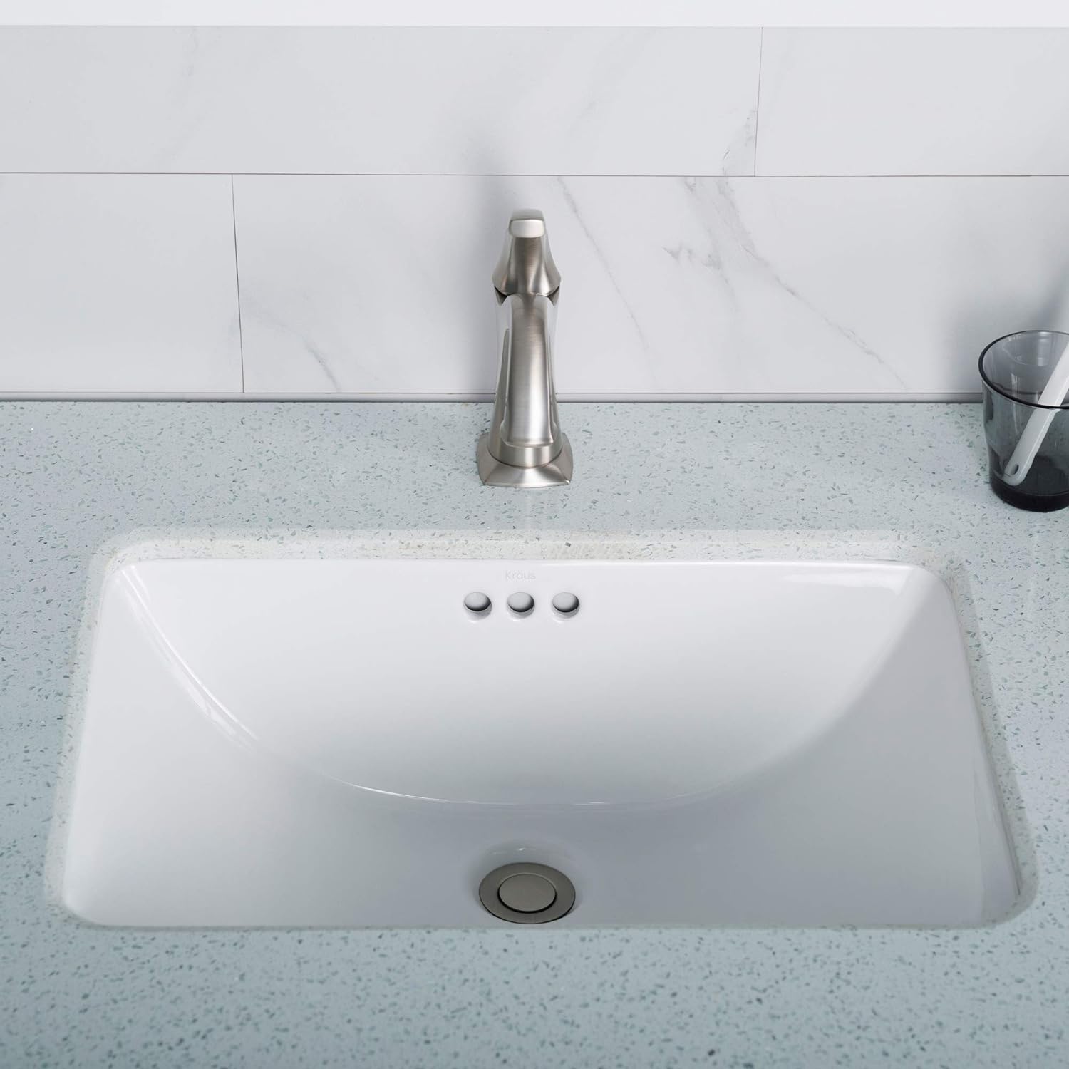 Kraus KCU241 Ceramic Undermount Rectangular Bathroom Sink 20.86 x 14.37 x 8.13 Inches White Secondary image
