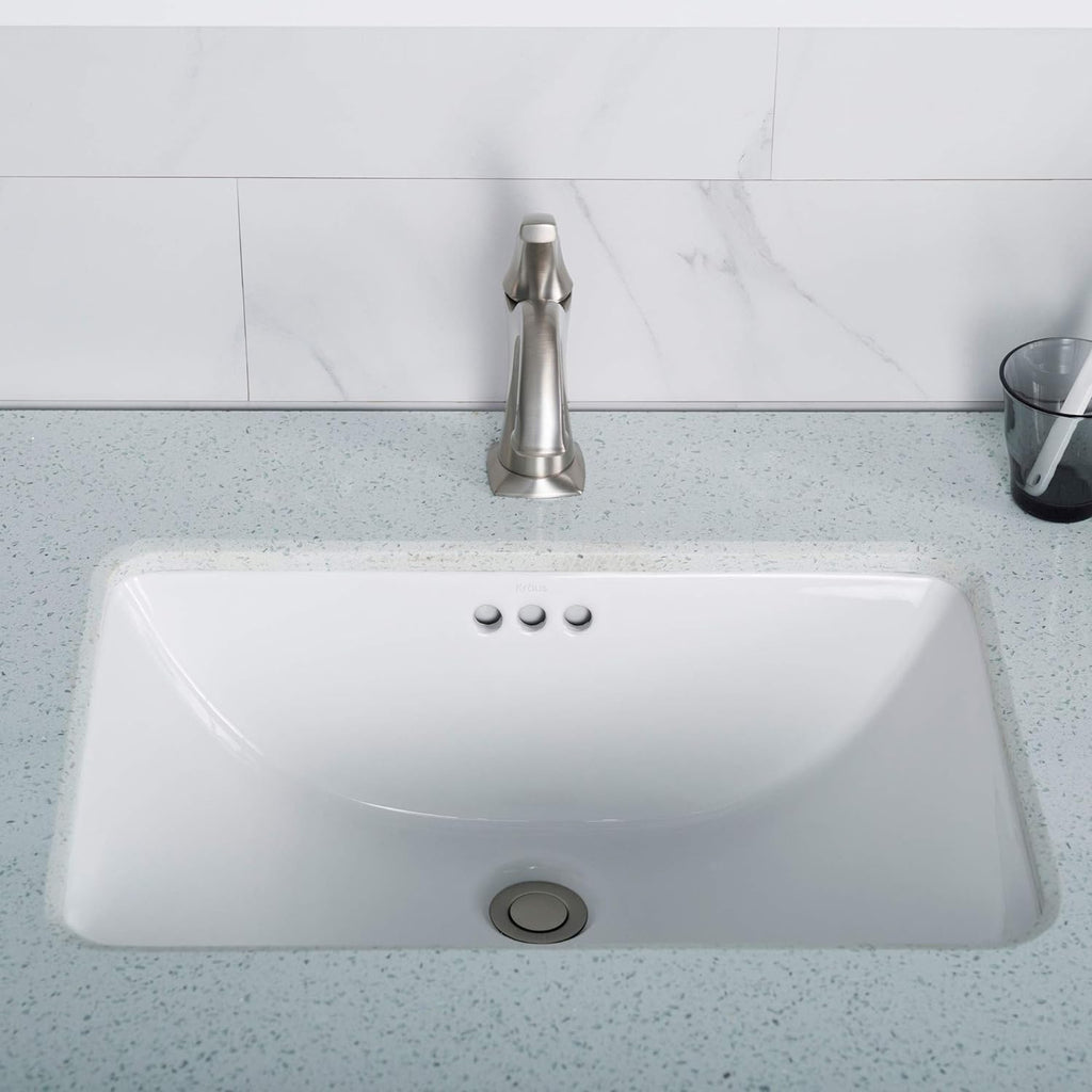 Kraus KCU241 Ceramic Undermount Rectangular Bathroom Sink 20.86 x 14.37 x 8.13 Inches White