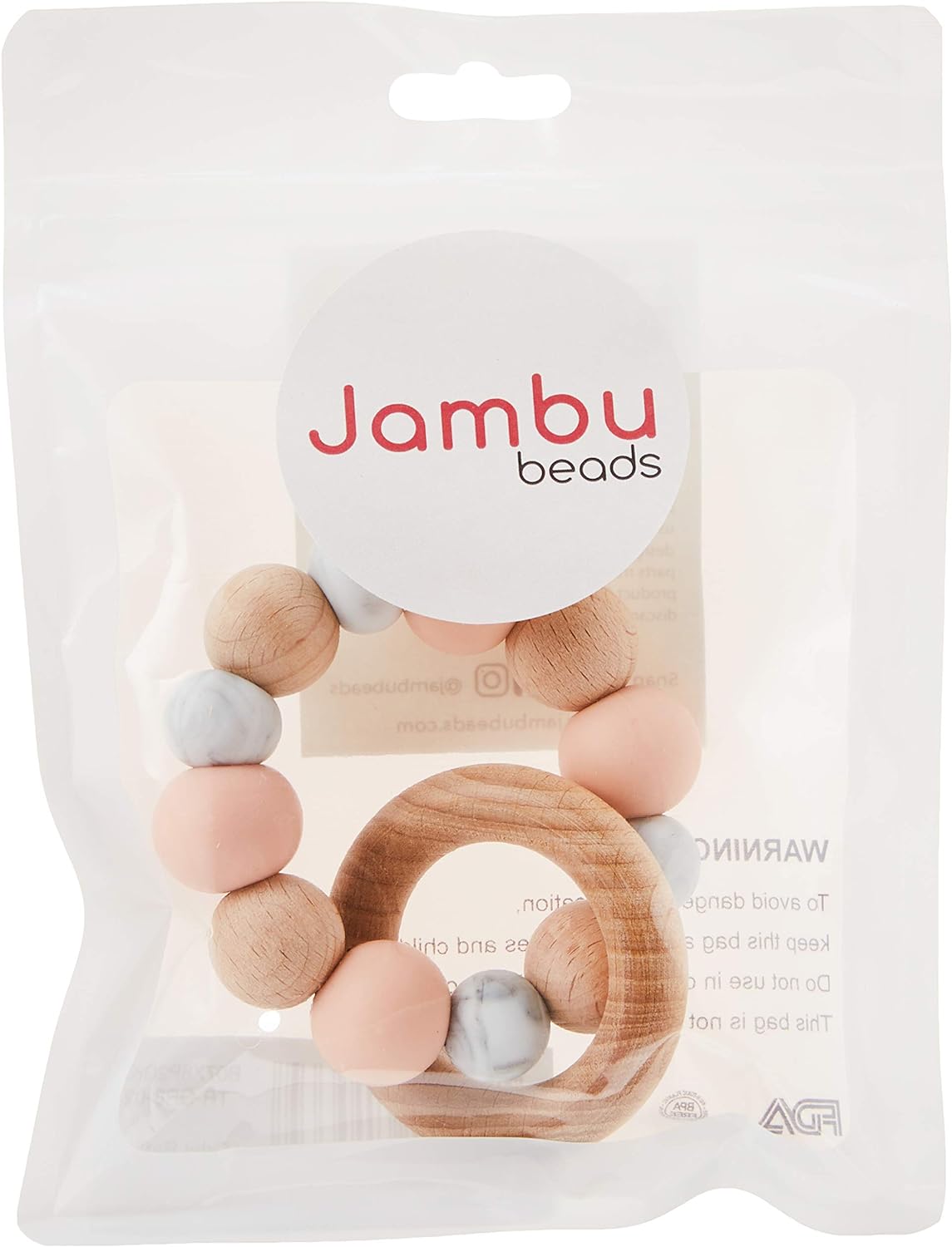 Jambu Beads Orbit Rattle Teether Blush Secondary image
