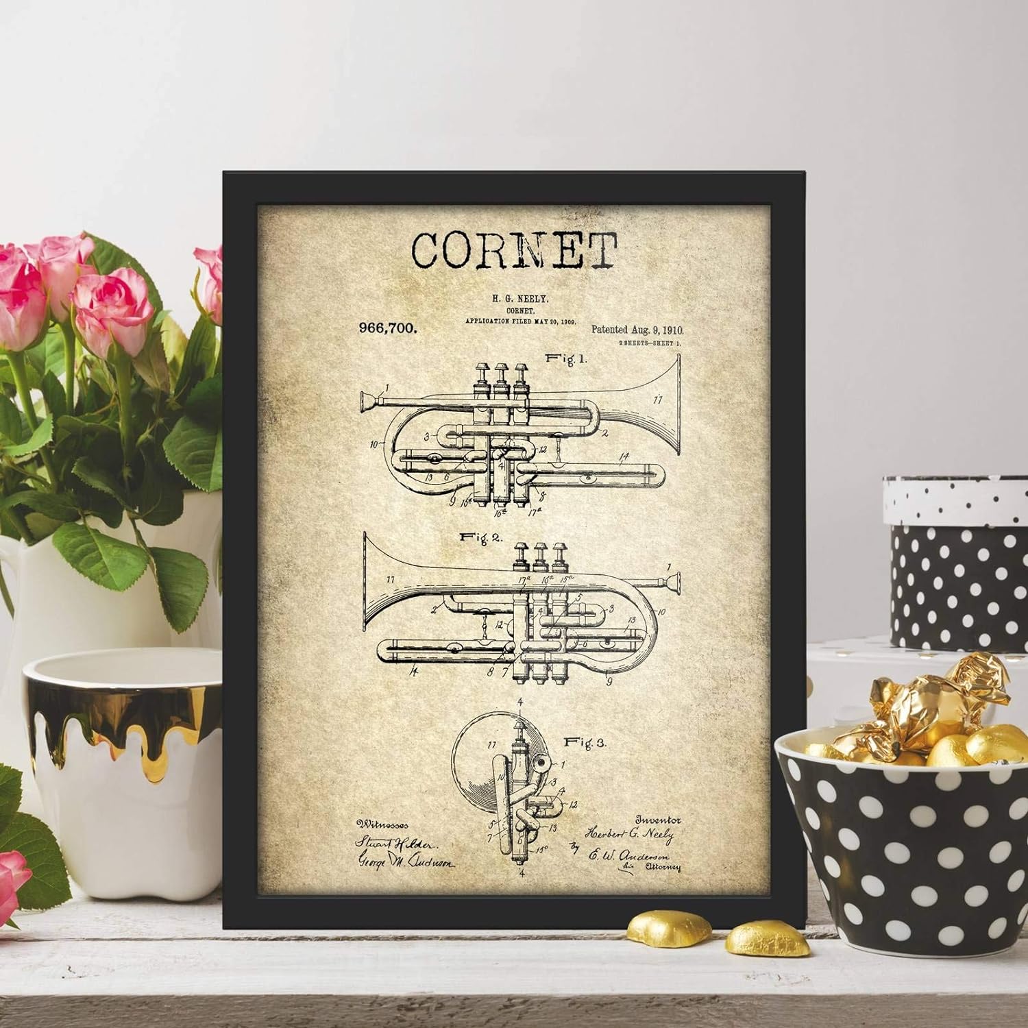 Poster Hub Music Instrument Cornet Vintage Patent Art Decor Secondary image
