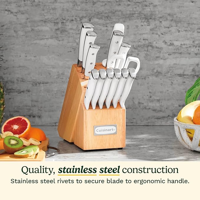 Cuisinart C77WTR-15P Triple Rivet Collection 15-Piece Cutlery Block Set, White Secondary image