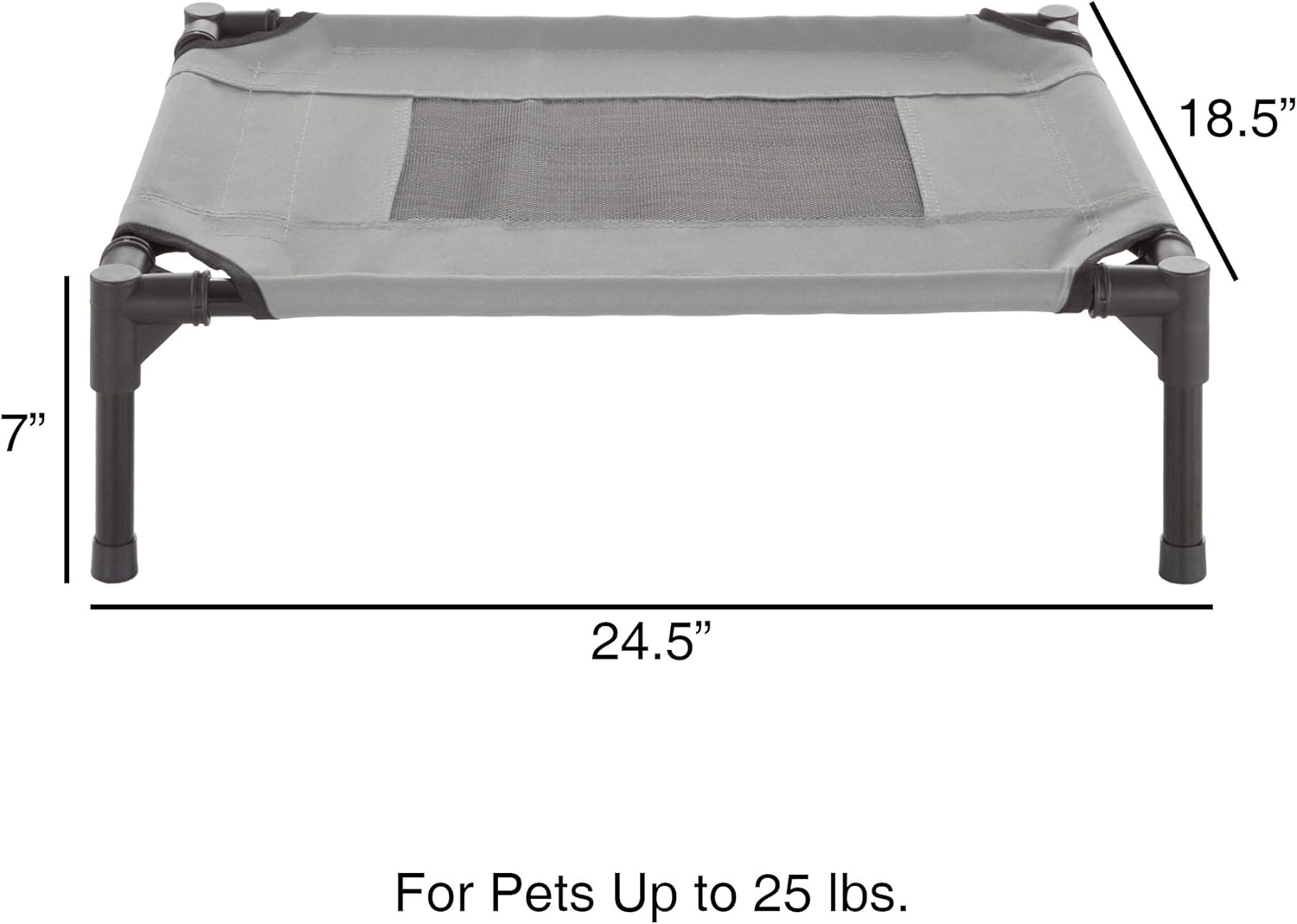 PETMAKER Elevated Dog Bed 24.5x18.5inch Portable Pet Bed With NonSlip Feet IndoorOutdoor Dog Cot Or Puppy Bed For Pets Upto 25lbs Gray