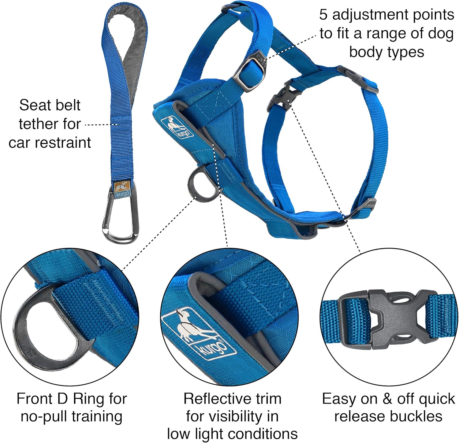 Kurgo TruFit Smart Harness Dog Harness Blue Large Secondary image