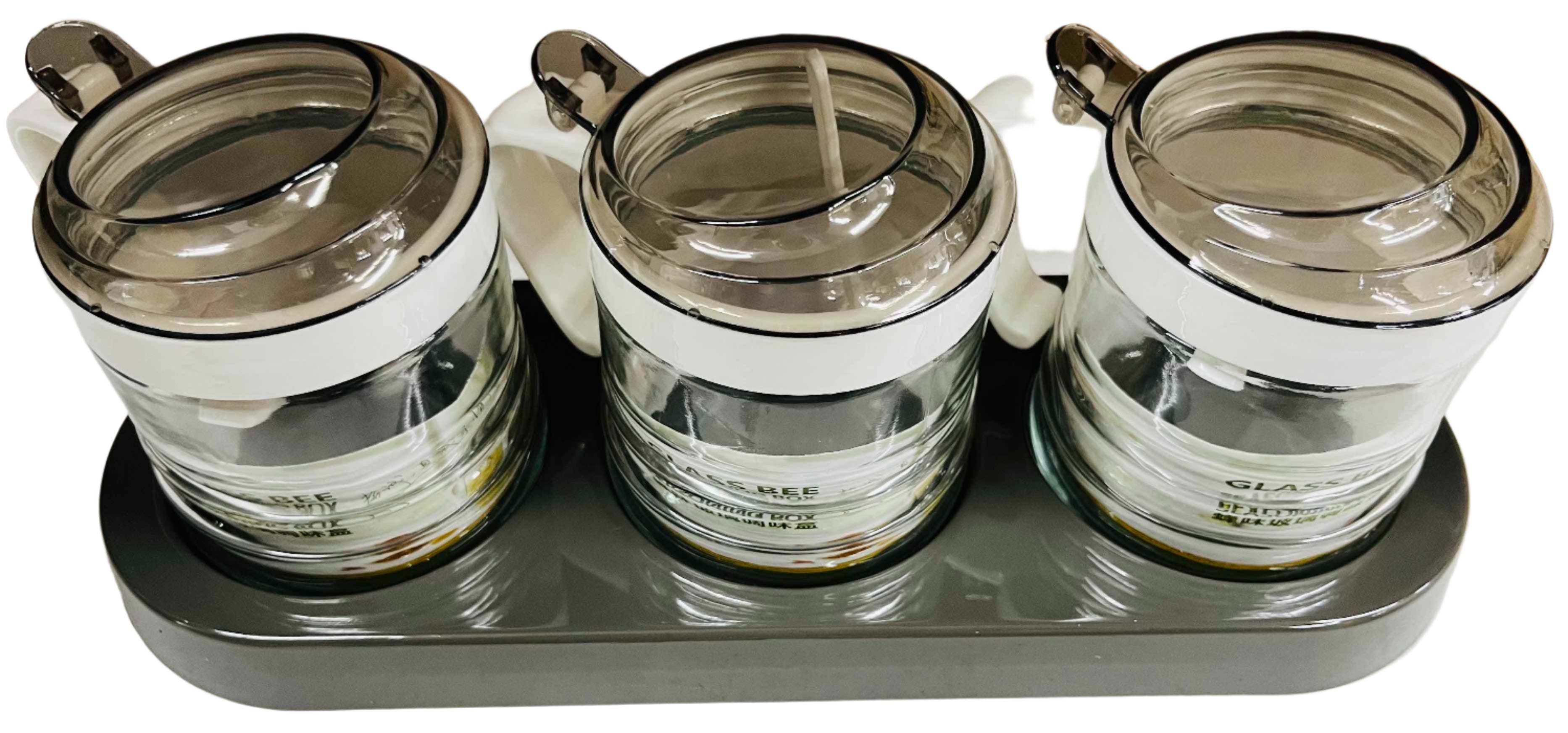 Glass Bee Seasoning Box 3pc Set Secondary image