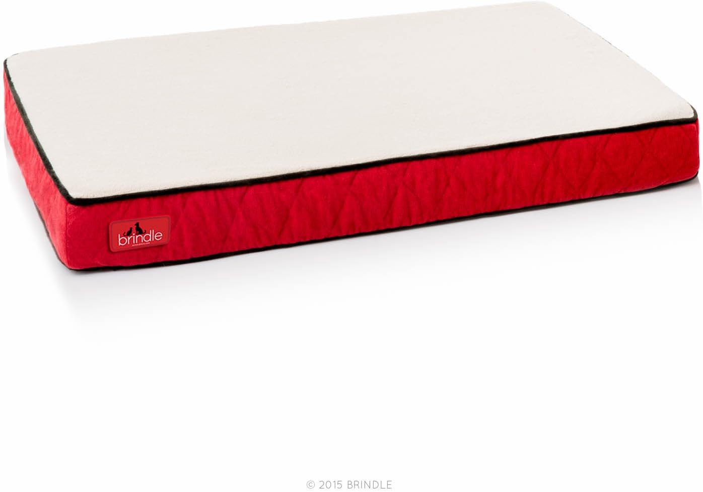 Brindle Designer Memory Foam Pet Bed 22.0in L X 16.0in W X 4.0in Th Red Sherpa Small Secondary image