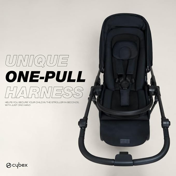 CYBEX Melio 3 Carbon Ultra-Lightweight Stroller - Compact Full-Size, Reversible Seat, One Hand Fold, Travel System Ready, for 6 Months+ - Moon Black