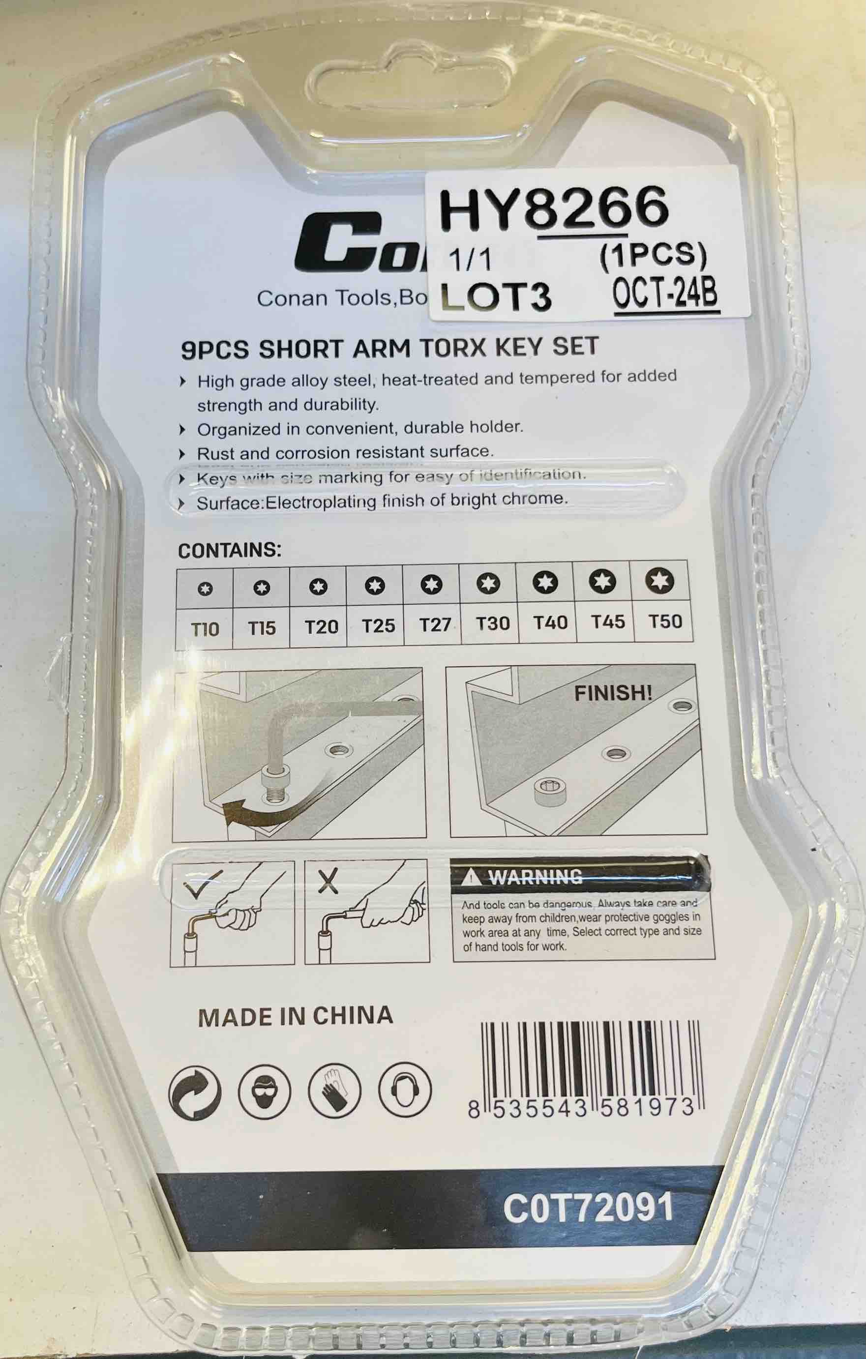 CONAN-Short Arm Torx Key Set/ 9pc Secondary image