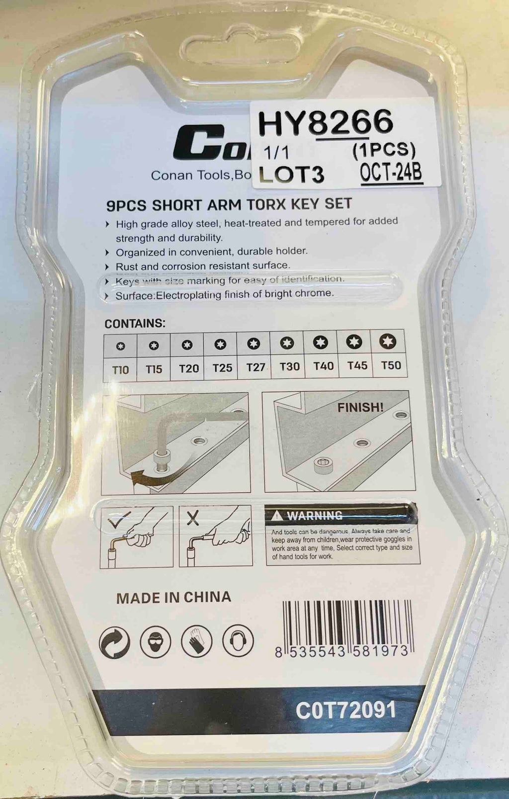 CONAN-Short Arm Torx Key Set/ 9pc