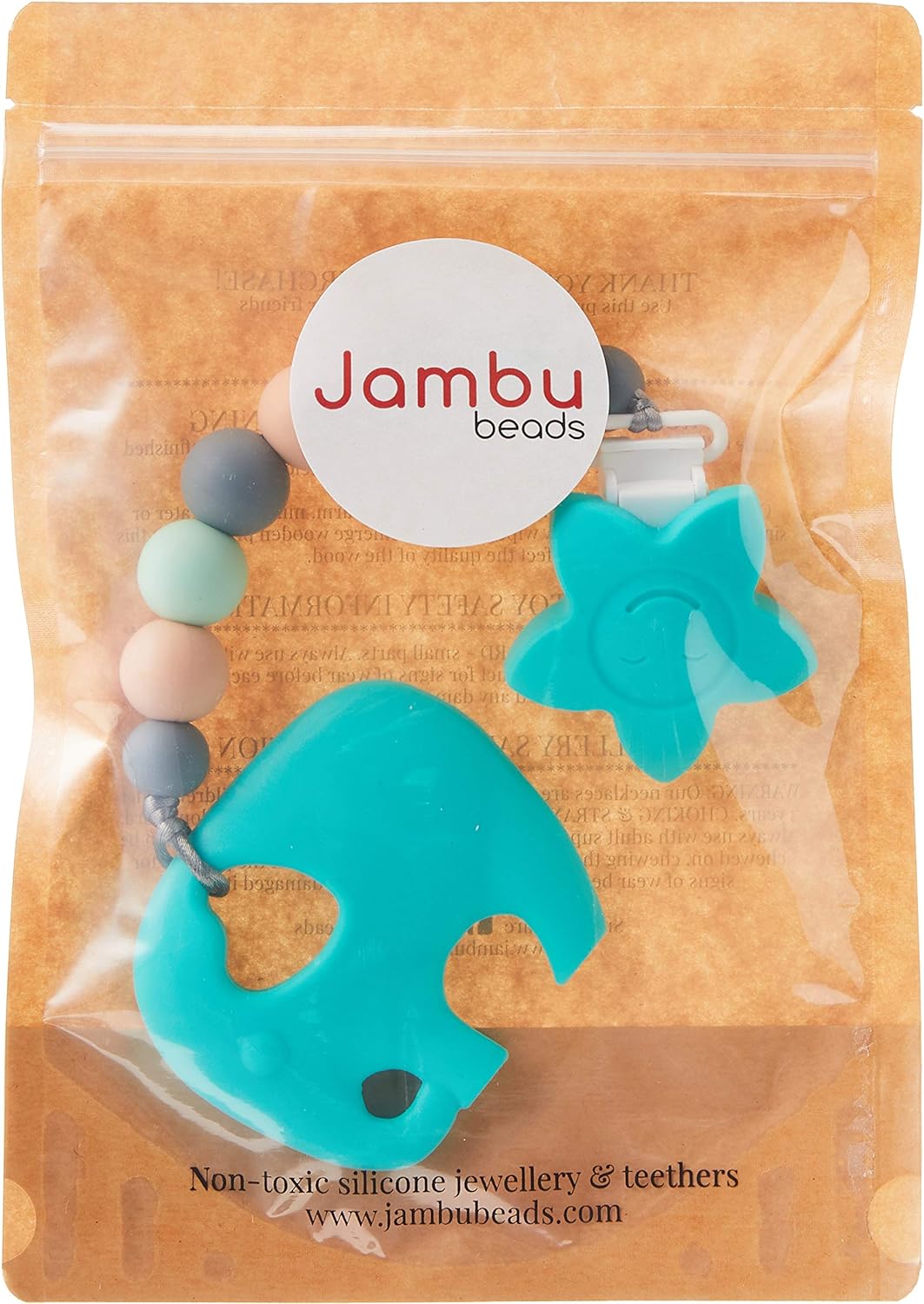 Jambu Beads Ophelia Clip On Teether Turquoise Elephant Secondary image
