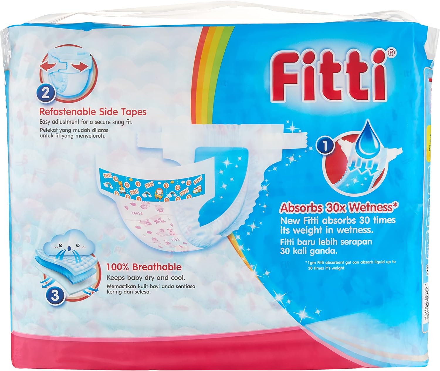 FITTI Jumbo Tape Diapers S 70+6 ct Pack Of 4, 304 count Secondary image